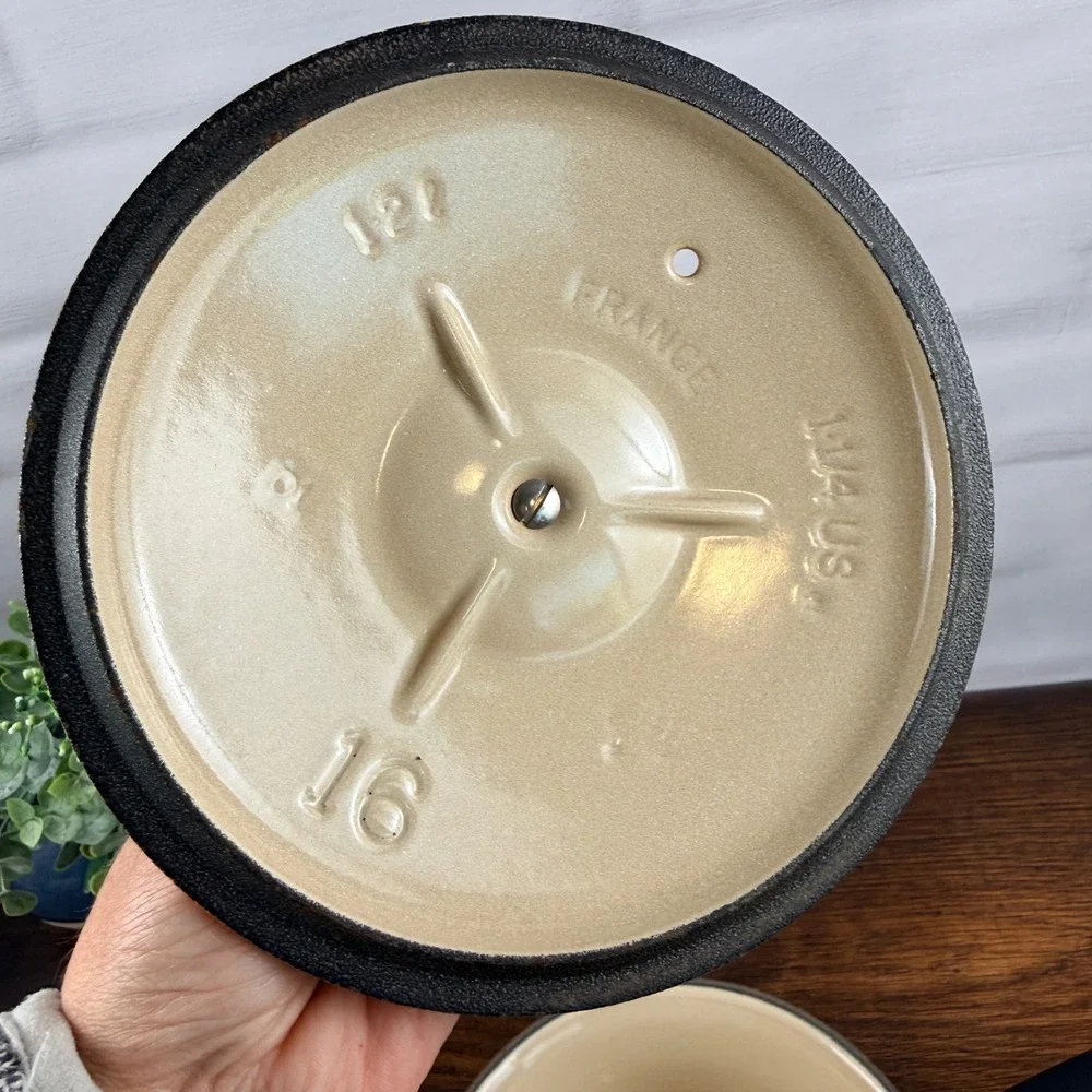 Le Creuset Flame Orange Enameled Cast Iron Saucepan #16 With Lid France